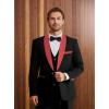 imageWULFUL Mens 3 Piece Suits Slim Fit Tuxedo Suit Set One Button Shawl Lapel Blazer Jacket Vest Pants Set for Prom BusinessBlack Red Lapel