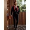 imageWULFUL Mens 3 Piece Suits Slim Fit Tuxedo Suit Set One Button Shawl Lapel Blazer Jacket Vest Pants Set for Prom BusinessBlack Red Lapel