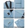 imageWULFUL Mens 3 Piece Suits Slim Fit Tuxedo Suit Set One Button Shawl Lapel Blazer Jacket Vest Pants Set for Prom BusinessLight Blue
