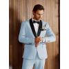 imageWULFUL Mens 3 Piece Suits Slim Fit Tuxedo Suit Set One Button Shawl Lapel Blazer Jacket Vest Pants Set for Prom BusinessLight Blue