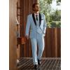 imageWULFUL Mens 3 Piece Suits Slim Fit Tuxedo Suit Set One Button Shawl Lapel Blazer Jacket Vest Pants Set for Prom BusinessLight Blue