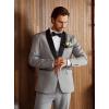 imageWULFUL Mens 3 Piece Suits Slim Fit Tuxedo Suit Set One Button Shawl Lapel Blazer Jacket Vest Pants Set for Prom BusinessLight Grey