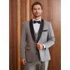 imageWULFUL Mens 3 Piece Suits Slim Fit Tuxedo Suit Set One Button Shawl Lapel Blazer Jacket Vest Pants Set for Prom BusinessLight Grey