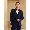 imageWULFUL Mens 3 Piece Suits Slim Fit Tuxedo Suit Set One Button Shawl Lapel Blazer Jacket Vest Pants Set for Prom BusinessNavy