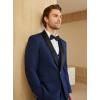 imageWULFUL Mens 3 Piece Suits Slim Fit Tuxedo Suit Set One Button Shawl Lapel Blazer Jacket Vest Pants Set for Prom BusinessNavy