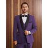imageWULFUL Mens 3 Piece Suits Slim Fit Tuxedo Suit Set One Button Shawl Lapel Blazer Jacket Vest Pants Set for Prom BusinessPurple