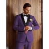 imageWULFUL Mens 3 Piece Suits Slim Fit Tuxedo Suit Set One Button Shawl Lapel Blazer Jacket Vest Pants Set for Prom BusinessPurple