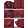imageWULFUL Mens 3 Piece Suits Slim Fit Tuxedo Suit Set One Button Shawl Lapel Blazer Jacket Vest Pants Set for Prom BusinessRed