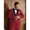 imageWULFUL Mens 3 Piece Suits Slim Fit Tuxedo Suit Set One Button Shawl Lapel Blazer Jacket Vest Pants Set for Prom BusinessRed