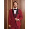 imageWULFUL Mens 3 Piece Suits Slim Fit Tuxedo Suit Set One Button Shawl Lapel Blazer Jacket Vest Pants Set for Prom BusinessRed