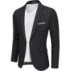 imageWULFUL Mens Casual Blazer Suit Jackets Slim Fit Two Button Sport Coats Lightweight Business JacketBlack