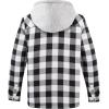 imageWULFUL Mens Cotton Plaid Shirts Jacket Fleece Lined Flannel Shirts with HoodBlack649