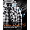 imageWULFUL Mens Cotton Plaid Shirts Jacket Fleece Lined Flannel Shirts with HoodBlack649