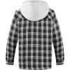 imageWULFUL Mens Cotton Plaid Shirts Jacket Fleece Lined Flannel Shirts with HoodBlack758