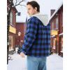 imageWULFUL Mens Cotton Plaid Shirts Jacket Fleece Lined Flannel Shirts with HoodBlue804