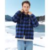 imageWULFUL Mens Cotton Plaid Shirts Jacket Fleece Lined Flannel Shirts with HoodBlue804
