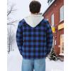 imageWULFUL Mens Cotton Plaid Shirts Jacket Fleece Lined Flannel Shirts with HoodBlue804