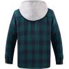 imageWULFUL Mens Cotton Plaid Shirts Jacket Fleece Lined Flannel Shirts with HoodGreen813