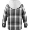 imageWULFUL Mens Cotton Plaid Shirts Jacket Fleece Lined Flannel Shirts with HoodGrey567