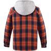 imageWULFUL Mens Cotton Plaid Shirts Jacket Fleece Lined Flannel Shirts with HoodNavy Yellow566