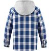 imageWULFUL Mens Cotton Plaid Shirts Jacket Fleece Lined Flannel Shirts with HoodNavy768