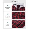 imageWULFUL Mens Cotton Plaid Shirts Jacket Fleece Lined Flannel Shirts with HoodRed711