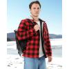 imageWULFUL Mens Cotton Plaid Shirts Jacket Fleece Lined Flannel Shirts with HoodRed798
