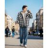 imageWULFUL Mens Flannel Plaid Shirts Jacket Fleece Lined Winter Shirts Soft Warm Coat with Hood for MenBlack649