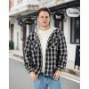 imageWULFUL Mens Flannel Plaid Shirts Jacket Fleece Lined Winter Shirts Soft Warm Coat with Hood for MenBlack758