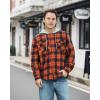 imageWULFUL Mens Flannel Plaid Shirts Jacket Fleece Lined Winter Shirts Soft Warm Coat with Hood for MenNavy Yellow566