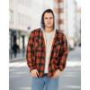 imageWULFUL Mens Flannel Plaid Shirts Jacket Fleece Lined Winter Shirts Soft Warm Coat with Hood for MenNavy Yellow566