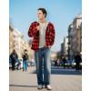 imageWULFUL Mens Flannel Plaid Shirts Jacket Fleece Lined Winter Shirts Soft Warm Coat with Hood for MenRed798