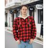 imageWULFUL Mens Flannel Plaid Shirts Jacket Fleece Lined Winter Shirts Soft Warm Coat with Hood for MenRed798