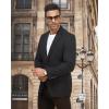 imageWULFUL Mens Herringbone Blazer Jacket Lightweight Casual Sport Coat One Button Suit JacketsBlack