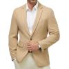 imageWULFUL Mens Herringbone Blazer Jacket Lightweight Casual Sport Coat One Button Suit JacketsKhaki