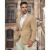imageWULFUL Mens Herringbone Blazer Jacket Lightweight Casual Sport Coat One Button Suit JacketsKhaki