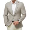 imageWULFUL Mens Herringbone Blazer Jacket Lightweight Casual Sport Coat One Button Suit JacketsLight Brown