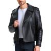 imageWULFUL Mens Leather Jackets Faux Bomber Jacket for Men Motorcycle Lapel Asymmetric ZipUp Slim Fit Biker CoatBlack007
