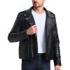 imageWULFUL Mens Leather Jackets Faux Bomber Jacket for Men Motorcycle Lapel Asymmetric ZipUp Slim Fit Biker CoatBlack007