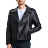imageWULFUL Mens Leather Jackets Faux Bomber Jacket for Men Motorcycle Lapel Asymmetric ZipUp Slim Fit Biker CoatBlack007