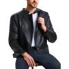 imageWULFUL Mens Leather Jackets Faux Bomber Jacket for Men Motorcycle Lapel Asymmetric ZipUp Slim Fit Biker CoatBlack008