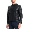 imageWULFUL Mens Leather Jackets Faux Bomber Jacket for Men Motorcycle Lapel Asymmetric ZipUp Slim Fit Biker CoatBlack008