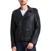 imageWULFUL Mens Leather Jackets Faux Bomber Jacket for Men Motorcycle Lapel Asymmetric ZipUp Slim Fit Biker CoatBlack010