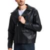 imageWULFUL Mens Leather Jackets Faux Bomber Jacket for Men Motorcycle Lapel Asymmetric ZipUp Slim Fit Biker CoatBlack011