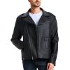 imageWULFUL Mens Leather Jackets Faux Bomber Jacket for Men Motorcycle Lapel Asymmetric ZipUp Slim Fit Biker CoatBlack012
