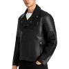 imageWULFUL Mens Leather Jackets Faux Bomber Jacket for Men Motorcycle Lapel Asymmetric ZipUp Slim Fit Biker CoatBlack019
