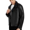 imageWULFUL Mens Leather Jackets Faux Bomber Jacket for Men Motorcycle Lapel Asymmetric ZipUp Slim Fit Biker CoatBlack019