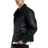 imageWULFUL Mens Leather Jackets Faux Bomber Jacket for Men Motorcycle Lapel Asymmetric ZipUp Slim Fit Biker CoatBlack020