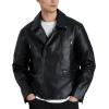 imageWULFUL Mens Leather Jackets Faux Bomber Jacket for Men Motorcycle Lapel Asymmetric ZipUp Slim Fit Biker CoatBlack020