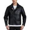 imageWULFUL Mens Leather Jackets Faux Bomber Jacket for Men Motorcycle Lapel Asymmetric ZipUp Slim Fit Biker CoatBlack020